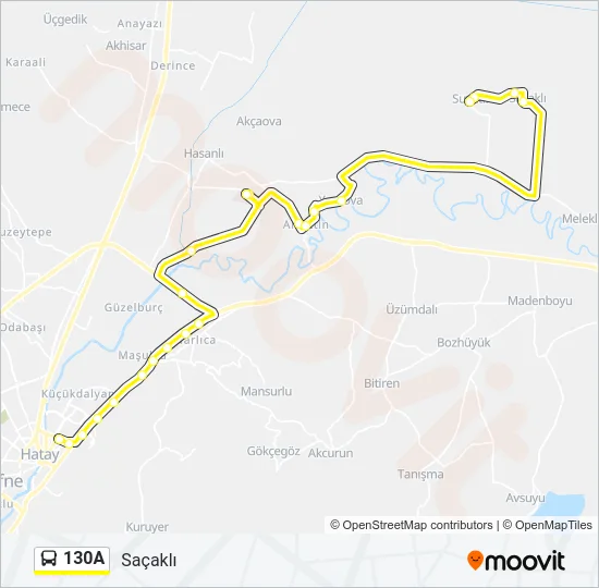 130A Bus Line Map