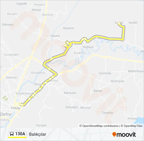 130A Bus Line Map