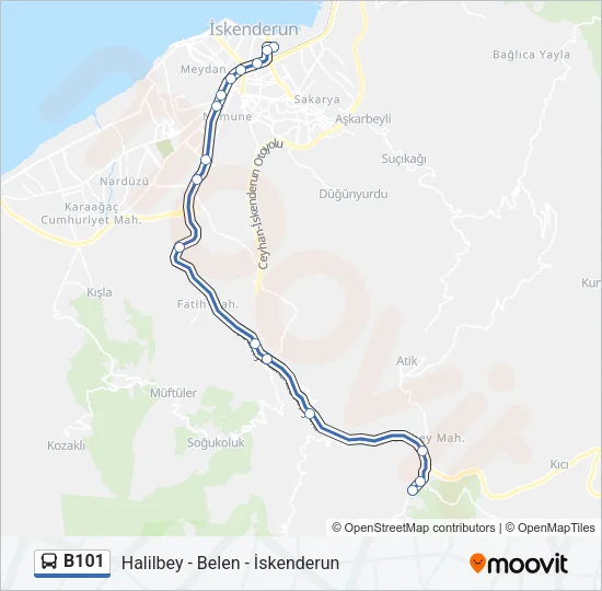B101 Bus Line Map