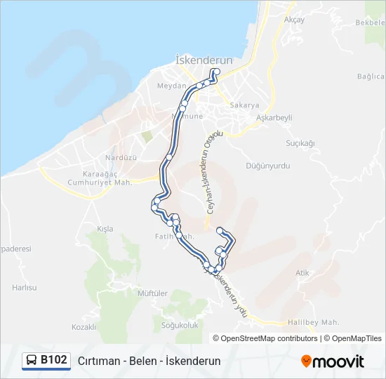B102 Bus Line Map