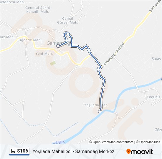 S106 otobüs Hattı Haritası