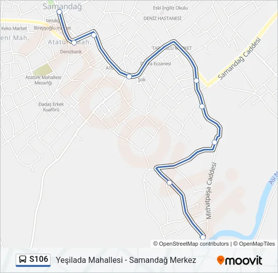 S106 Bus Line Map