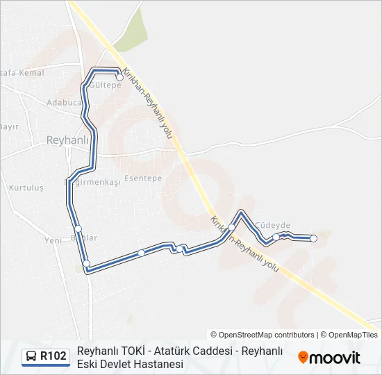 R102 Bus Line Map