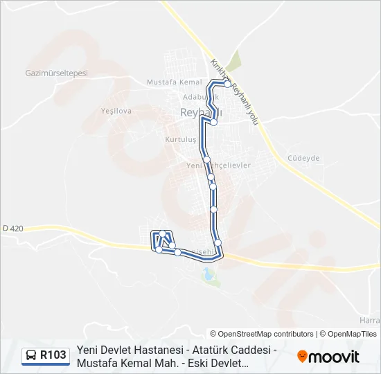 R103 Bus Line Map