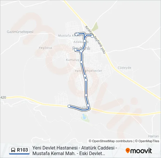 R103 Bus Line Map