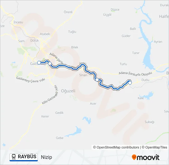 RAYBÜS Train Line Map