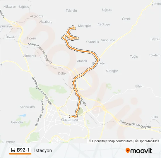 B92-1 Bus Line Map