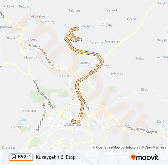 B92-1 Bus Line Map