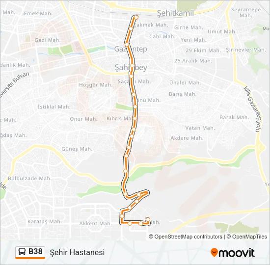 B38 Bus Line Map