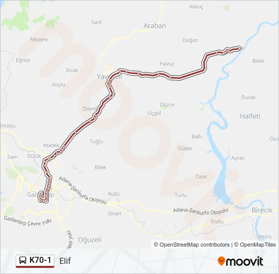 K70-1 Bus Line Map
