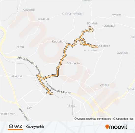 GA2 Bus Line Map
