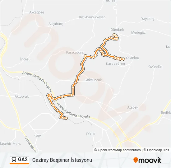 GA2 Bus Line Map