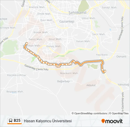 B25 Bus Line Map