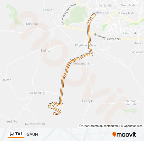 TA1 Bus Line Map