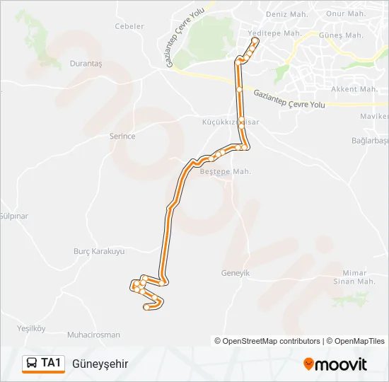 TA1 Bus Line Map