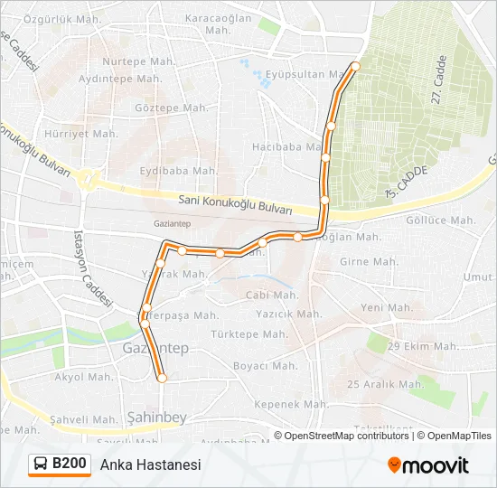 B200 Bus Line Map