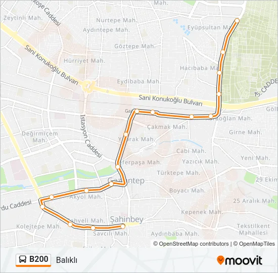 B200 Bus Line Map
