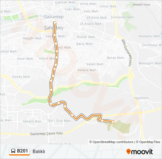 B201 Bus Line Map