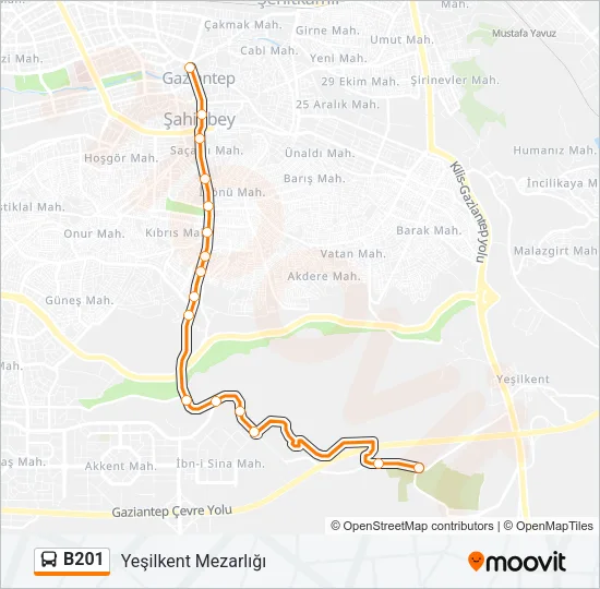B201 Bus Line Map