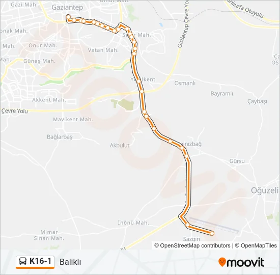 K16-1 Bus Line Map