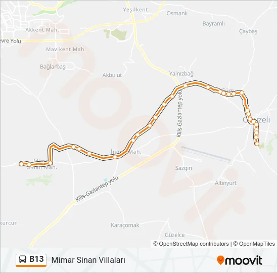 B13 Bus Line Map