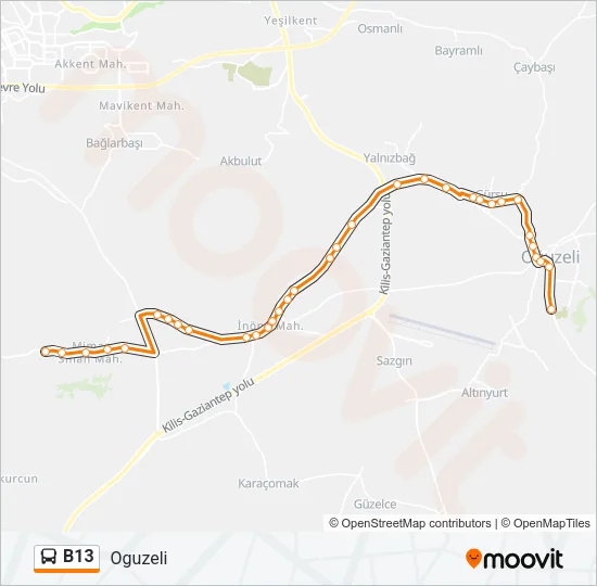 B13 Bus Line Map