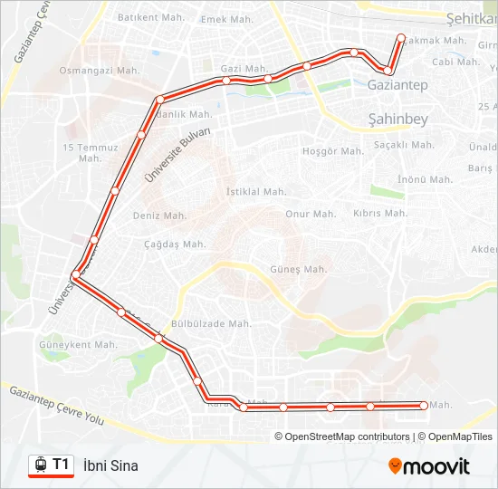T1 Light Rail Line Map