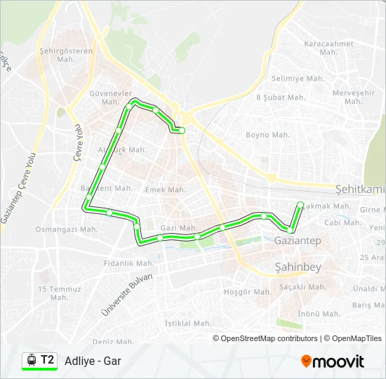 T2 Light Rail Line Map