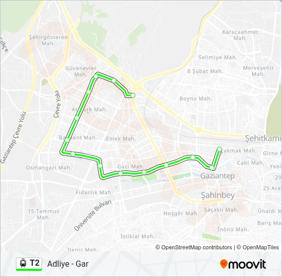 T2 Light Rail Line Map