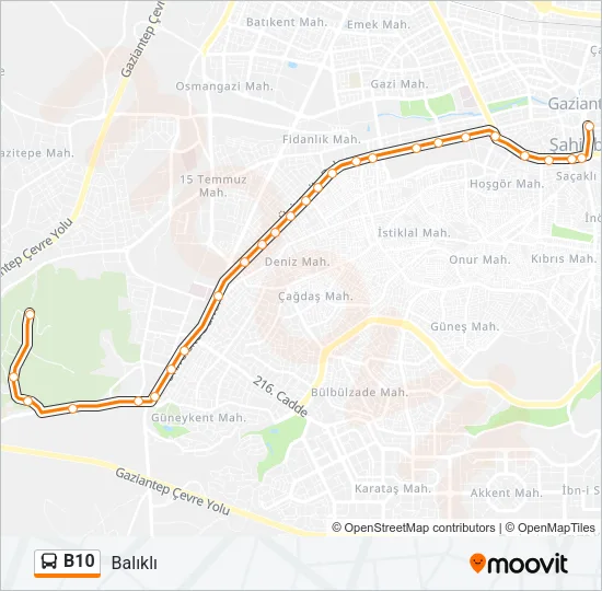 B10 Bus Line Map