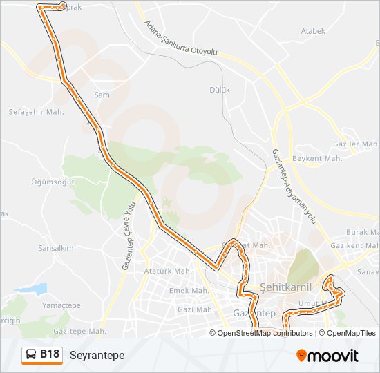 B18 bus Line Map