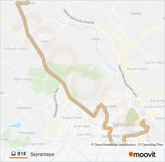 B18 Bus Line Map