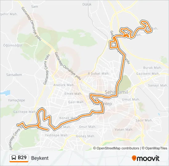B29 Bus Line Map