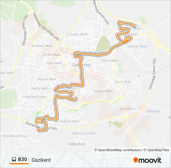 B30 Bus Line Map