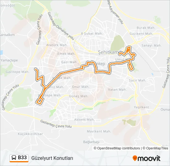 B33 Bus Line Map