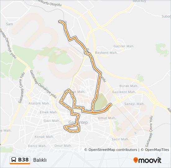 B38 Bus Route Map B38 Route: Schedules, Stops & Maps - Balıklı (Updated)