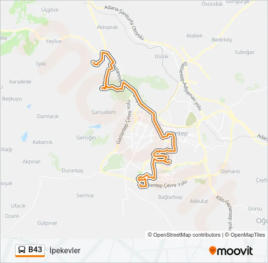 B43 Bus Line Map