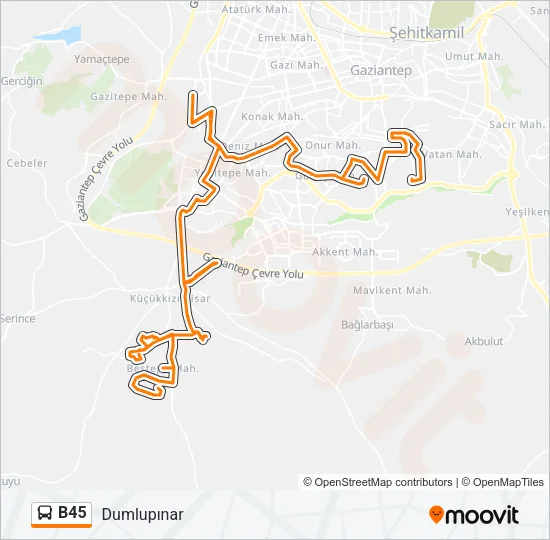 B45 Bus Line Map