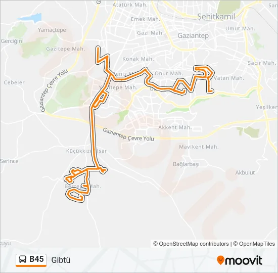 B45 Bus Line Map