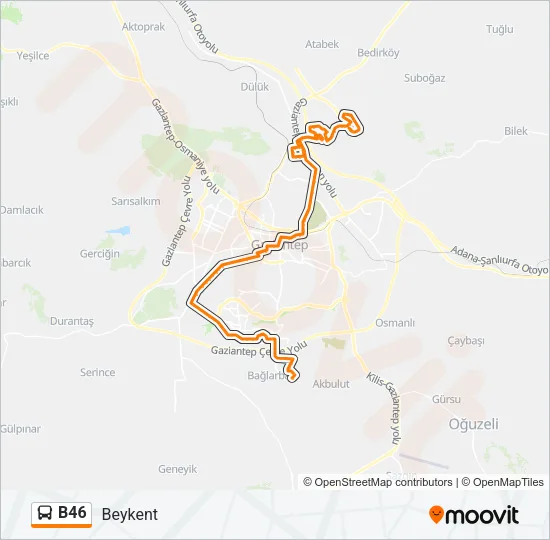 B46 Bus Line Map