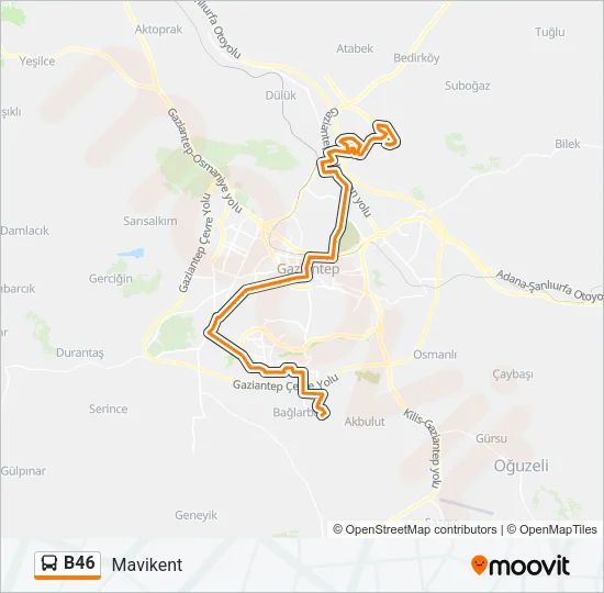 B46 Bus Line Map