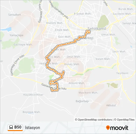 B50 Bus Line Map