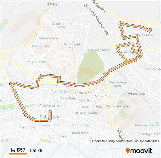 B57 Bus Line Map