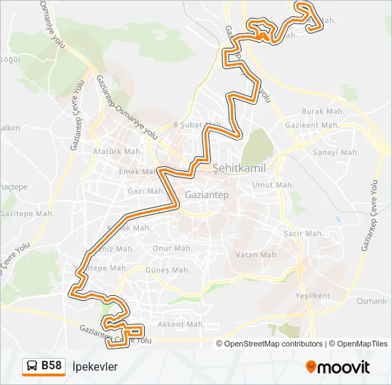 B58 Bus Line Map