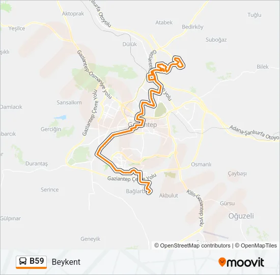 B59 Bus Line Map