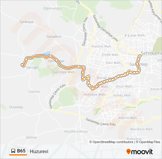 B65 Bus Line Map