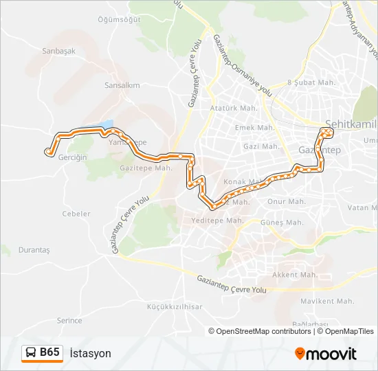 B65 Bus Line Map