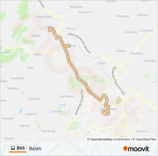 B66 Bus Line Map