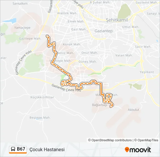 B67 Bus Line Map