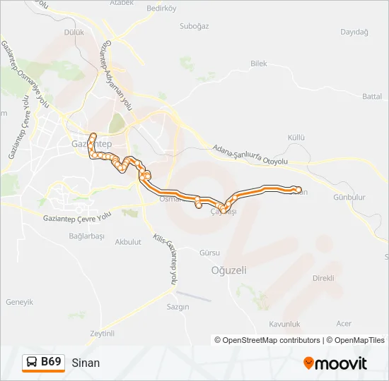 B69 Bus Line Map